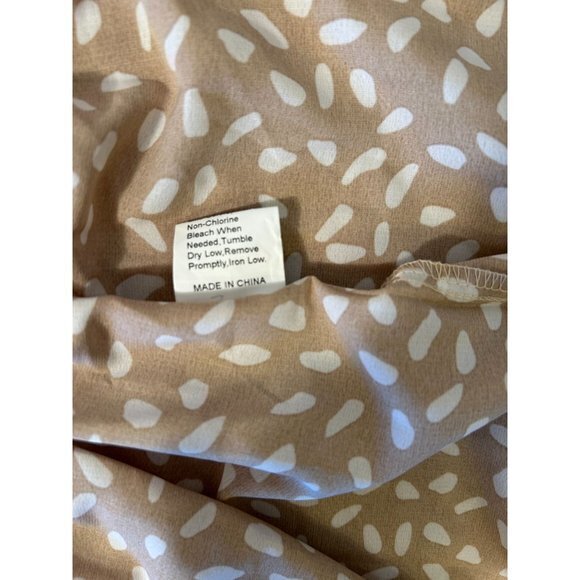 EUC Women's Shein Peasant Dress Khaki Tan‎ White Size Medium - Picture 12 of 13